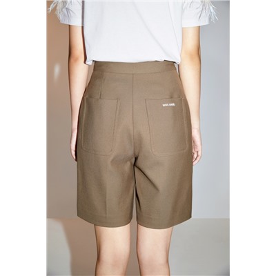 Short de tiro alto de lana Caqui