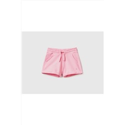 United Colors of BenettonKız Çocuk Pembe Simli Logolu Sweat Şort