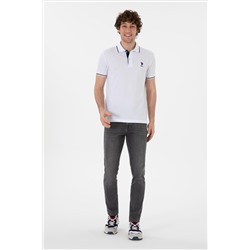 Erkek Slim Fit Polo Yaka Beyaz Basic Tişört
