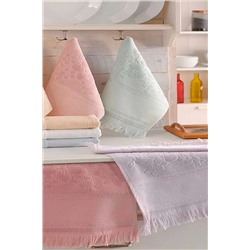 Fiesta Etamin 6 Adet 30x50 Bordörlü Saçaklı Kadife Havlu BC101864