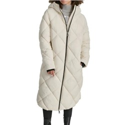 DKNY Missy Diamond Quilted Longline Puffer Coat