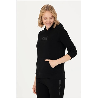 Kadın Siyah Kapüşonlu Basic Sweatshirt