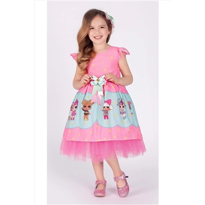 Mnk Kız Çocuk Pembe Tütülü Elbise Pembe MNK0173