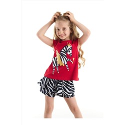 Denokids Balerin Zebra Kız T-shirt Şort Takım CFF-22Y1-011