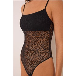 Body encaje cebra negro