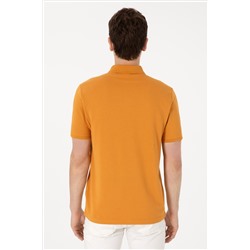 Erkek Regular Fit Polo Yaka Hardal Basic Tişört