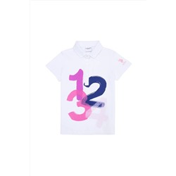 U.S. Polo Assn., Baskılı Beyaz Kız Çocuk Polo T-shirt Numbe