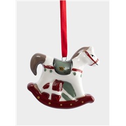 Игрушка елочная, 8 см, керамика, Лошадка-качалка, Bright horse