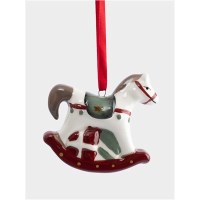 Игрушка елочная, 8 см, керамика, Лошадка-качалка, Bright horse