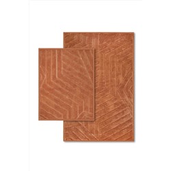 Bluenity Zigzag Doğal Pamuklu 2'li Banyo Kilim Seti 60x100+50x60 Cm - Kiremit 101.200.01.133.01.16