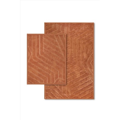 Bluenity Zigzag Doğal Pamuklu 2'li Banyo Kilim Seti 60x100+50x60 Cm - Kiremit 101.200.01.133.01.16