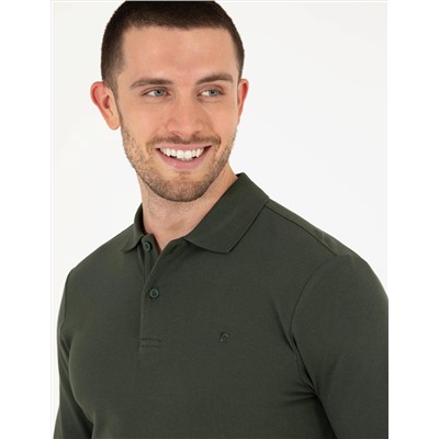 Koyu Yeşil Slim Fit Basic Sweatshirt