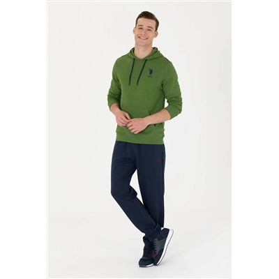 Erkek Yeşil Basic Kapüşonlu Sweatshirt
