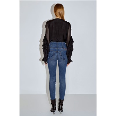 Blusa de seda Negro