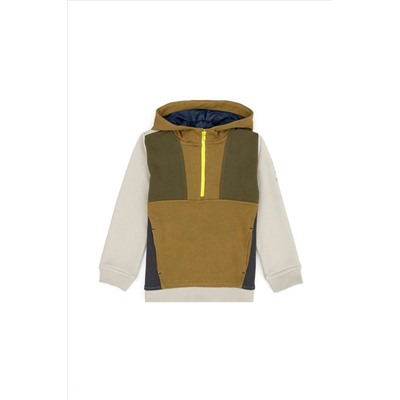 Erkek Çocuk Bej Kapüşonlu Sweatshirt