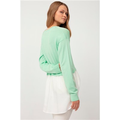 Jersey efecto doble prenda Verde agua y blanco