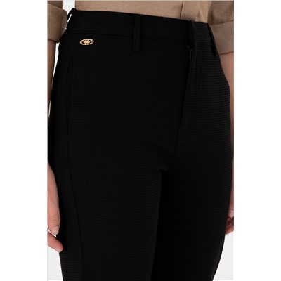 Kadın Siyah Carrot Hight Waist Fit Kanvas Pantolon