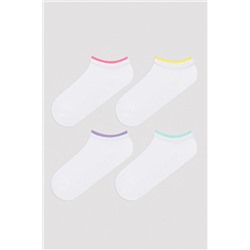 Penti, Multicolored Ankle Line Beyaz 4lü Patik Çorap