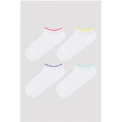 Penti, Multicolored Ankle Line Beyaz 4lü Patik Çorap