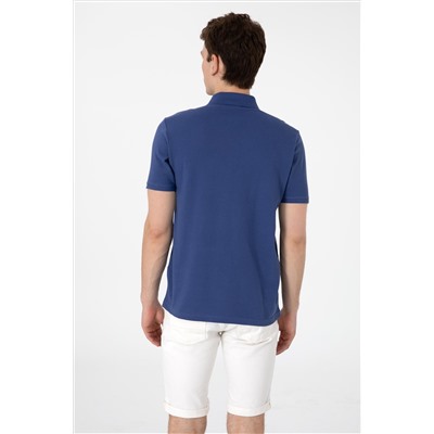 Erkek Regular Fit Polo Yaka Açık Lacivert Basic Tişört