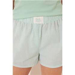 Pijama corto tirantes algodón estampado verde rayas