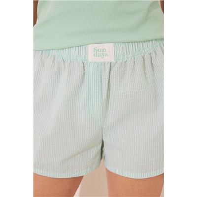 Pijama corto tirantes algodón estampado verde rayas