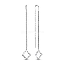 Серьги-продёвки из серебра с фианитами родированные 925 пробы 12-1375р