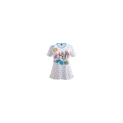 Cherokee Tooniforms Scrubs Celebrate Olaf Print Top
