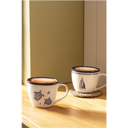 Marine Ocean 2'li Kupa Seti - Mavi/Beyaz - 245 ml