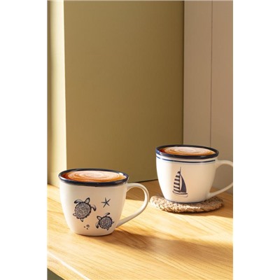 Marine Ocean 2'li Kupa Seti - Mavi/Beyaz - 245 ml