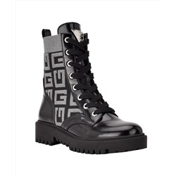 GUESS Women's Olinia Logo Knit Combat Lug Sole Booties