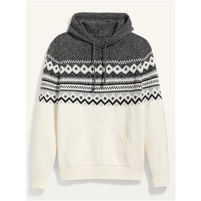 Fair Isle Pullover Sweater Hoodie for Men