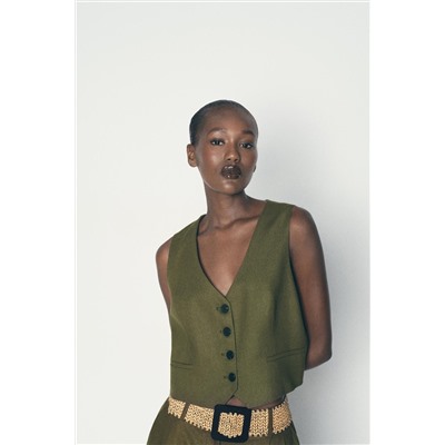 TAILORED LINEN BLEND WAISTCOAT