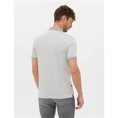 Açık Gri Melanj Slim Fit Polo Yaka Tişört