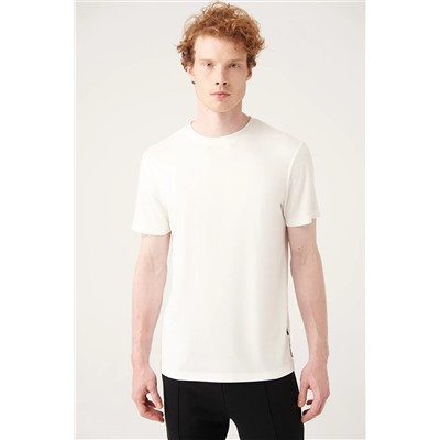 Avva, Erkek Ekru Bisiklet Yaka Yumuşak Tuşeli T-shirt A31y1003