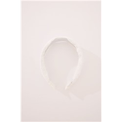 Diadema pelo bordado suizo blanco