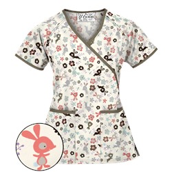 UA Springtime Hop Coffee Bean Mock Wrap Scrub Top