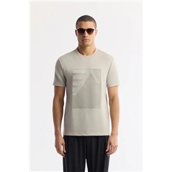 Avva, Erkek Gri Bisiklet Yaka Enjeksiyon Baskılı İnterlok T-Shirt A51Y1072