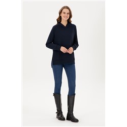 Kadın Lacivert Kapüşonlu Sweatshirt