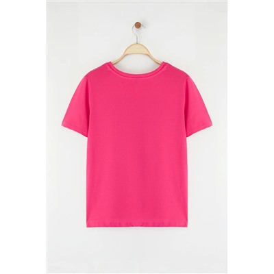 Gül Kurusu Regular Fit Basic Bisiklet Yaka %100 Pamuk Örme Büyük Beden T-Shirt TBBSS22TS0733