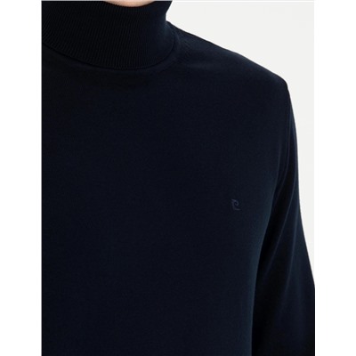 Lacivert Slim Fit Balıkçı Yaka Basic Triko Kazak