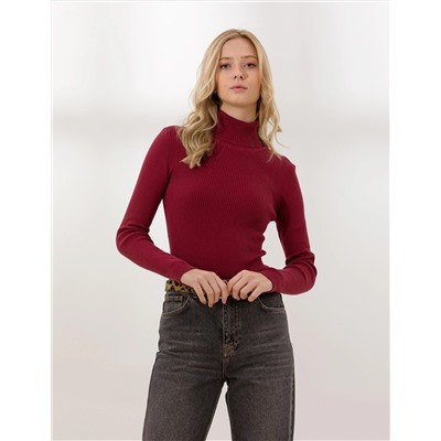 Balıkçı Yaka Bordo Slim Fit Basic Kazak