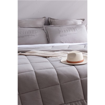 Bobigny Çift Kişilik Pamuklu SuperSoft Comforter Set - Gri