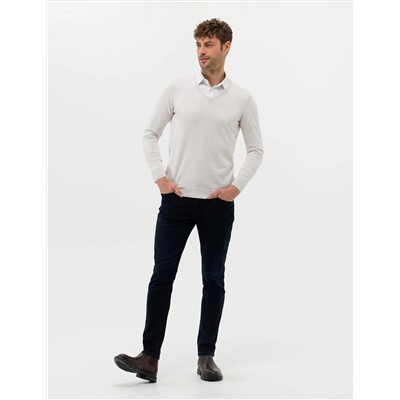 Taş Slim Fit V Yaka Basic Triko Kazak
