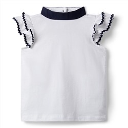 RIC RAC RUFFLE SLEEVE JERSEY TOP