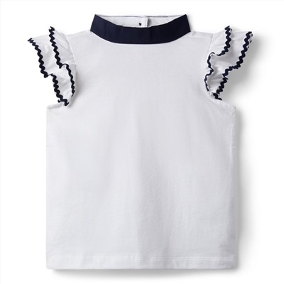 RIC RAC RUFFLE SLEEVE JERSEY TOP
