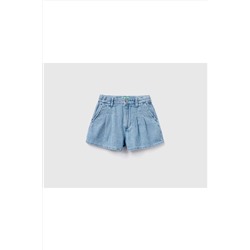 United Colors of BenettonKız Çocuk Mix Flare Fit Şamre Denim Şort Zürafa Desenli
