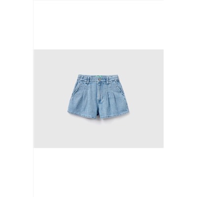 United Colors of BenettonKız Çocuk Mix Flare Fit Şamre Denim Şort Zürafa Desenli