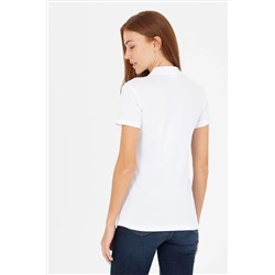 Kadın Beyaz Basic Polo Yaka Tişört