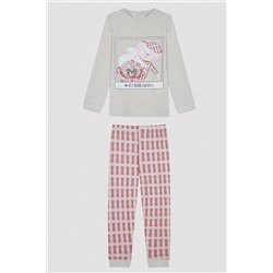 Penti Kız Çocuk Ekoseli Gri Uzun Kollu Pijama Set PN78HD7K23SK-AGJ